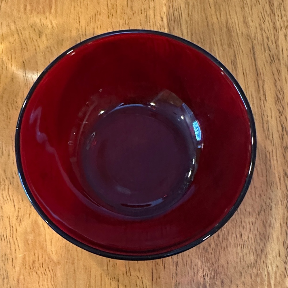 Beautiful Red Glass Candy Dish by Anchor Hocking. Royal Ruby Red Line.
